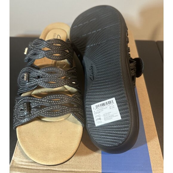 NIB Clarks Laurieann Ruby Women's Size 10 M Black Leather Sandals - Picture 5 of 11